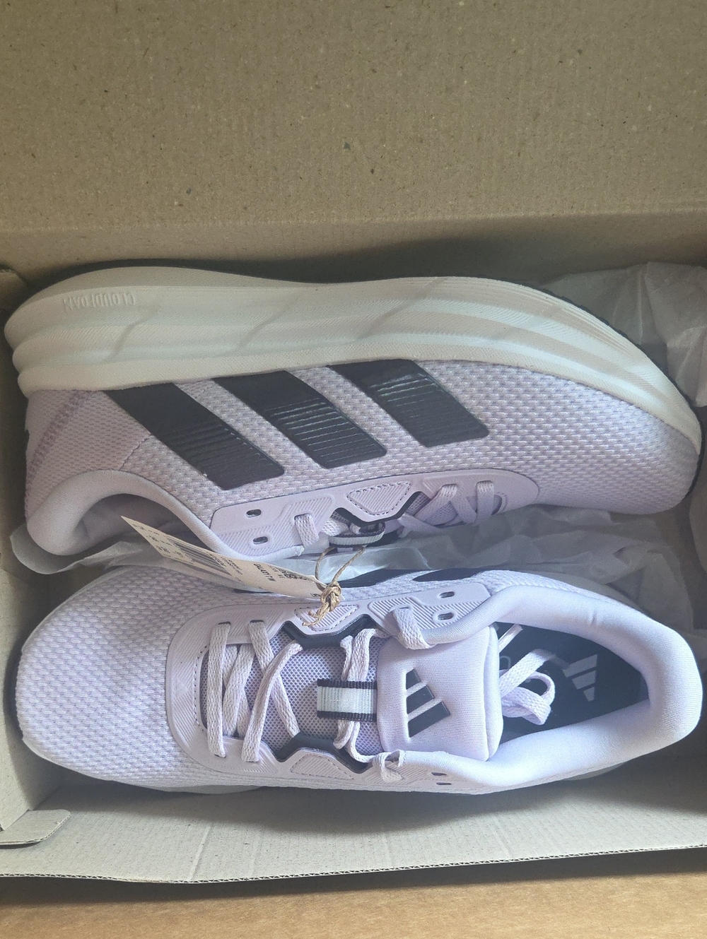 adidas Women's Lavender Athletic Running Shoes with Black Stripes